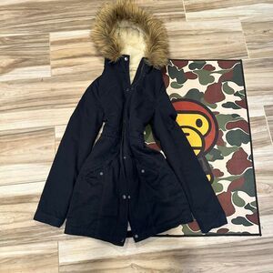 Y2K Hollister Sherpa Lined Parka Coat Removable Fur Hood Navy